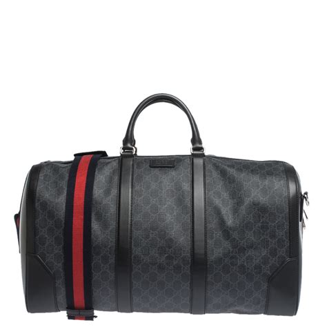 gucci black lether|Gucci black leather duffle bag.